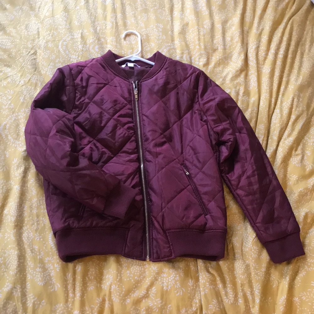 Maroon bomber jacket